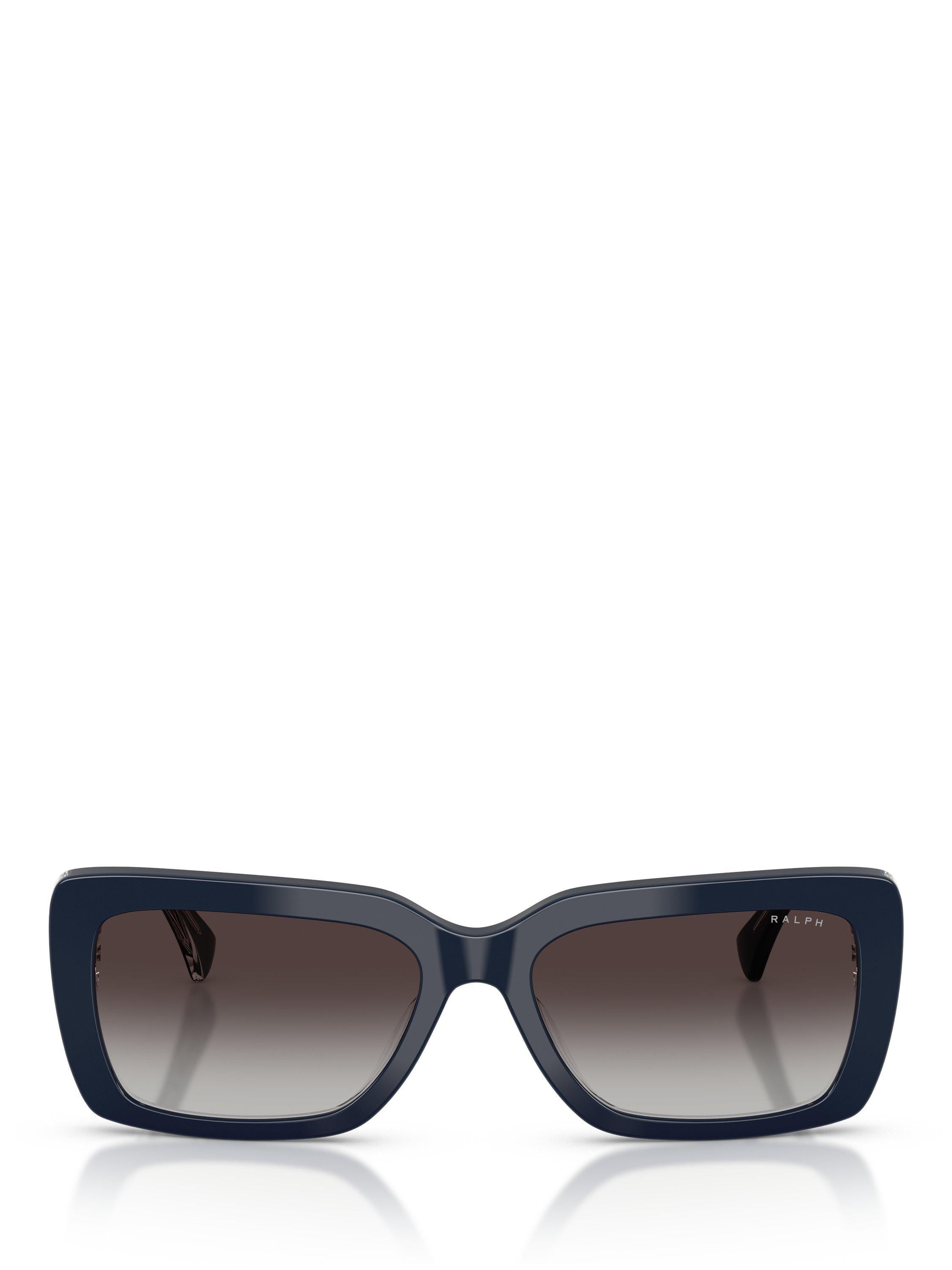 Ralph Lauren rectangular sunglasses with blue frame and brown gradient lenses, UK version