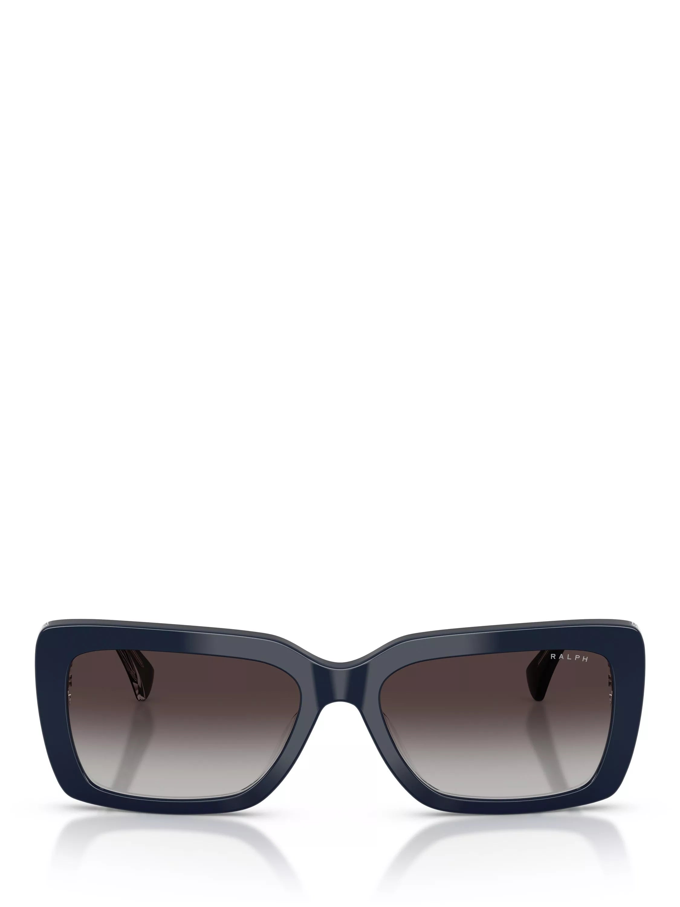 Ralph Lauren rectangular sunglasses with blue frame and brown gradient lenses, UK version