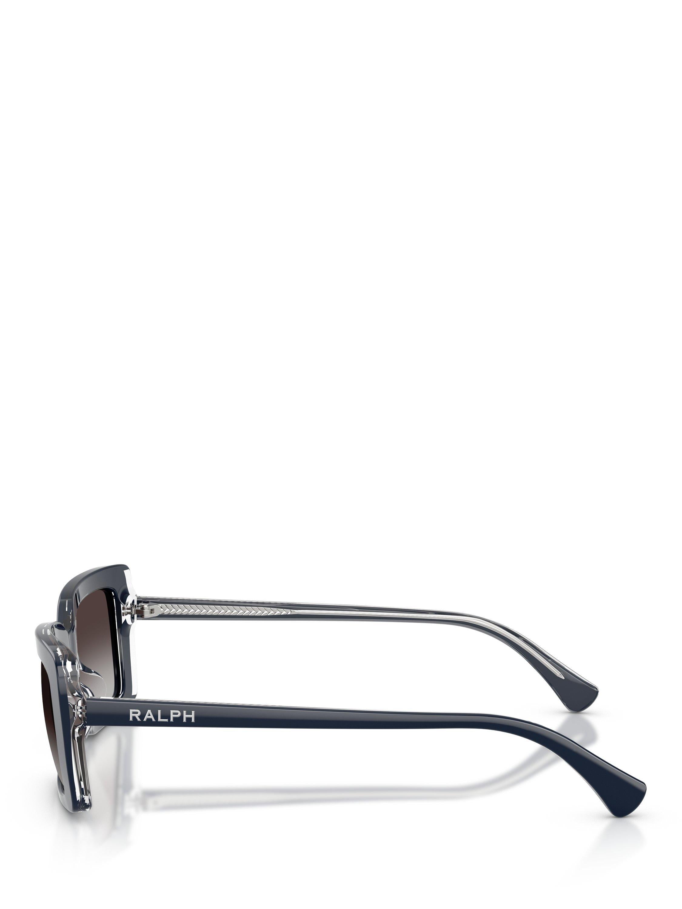 Ralph Lauren rectangular sunglasses with blue frame and brown gradient lenses, UK version
