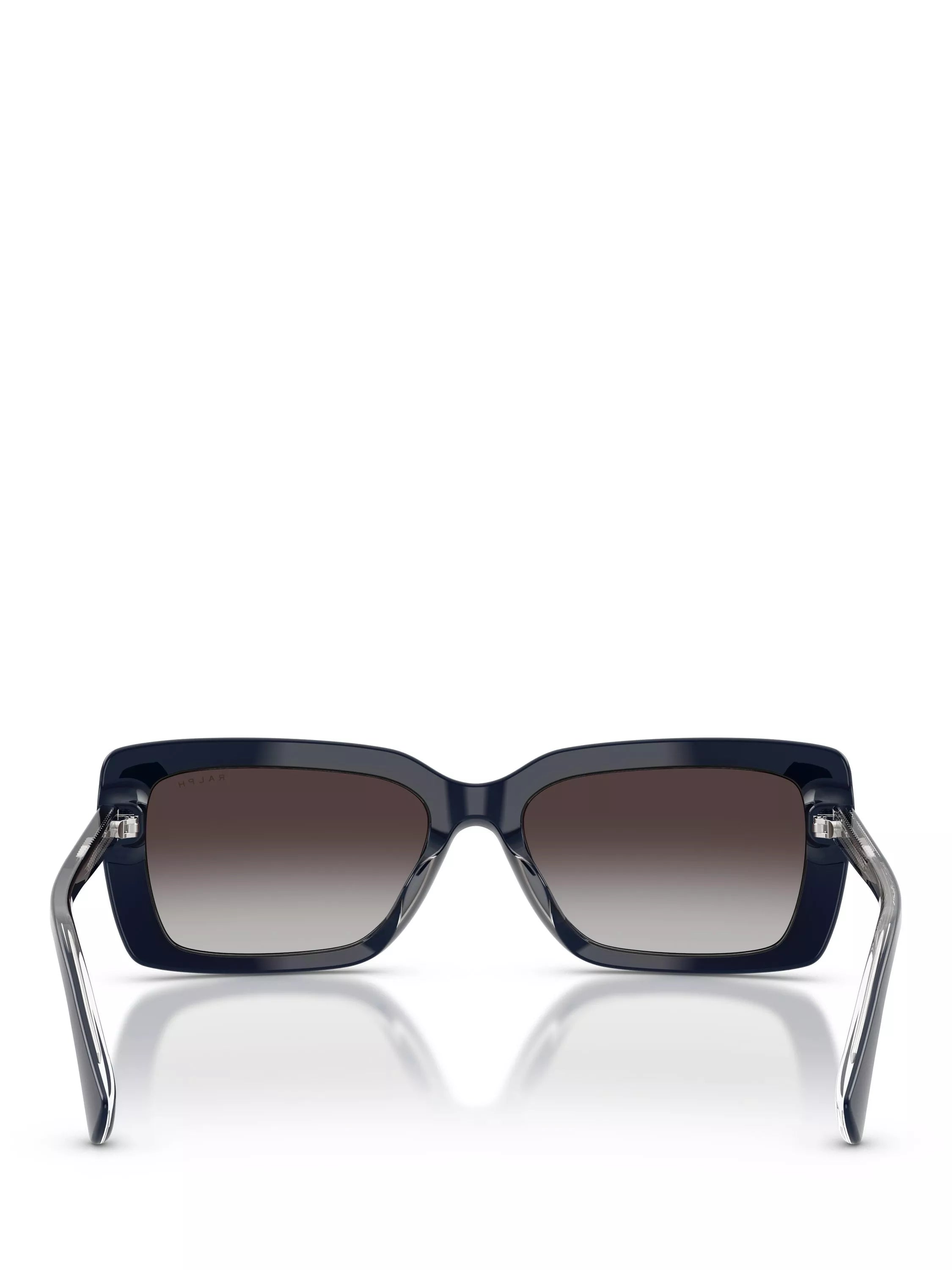 Ralph Lauren rectangular sunglasses with blue frame and brown gradient lenses, UK version