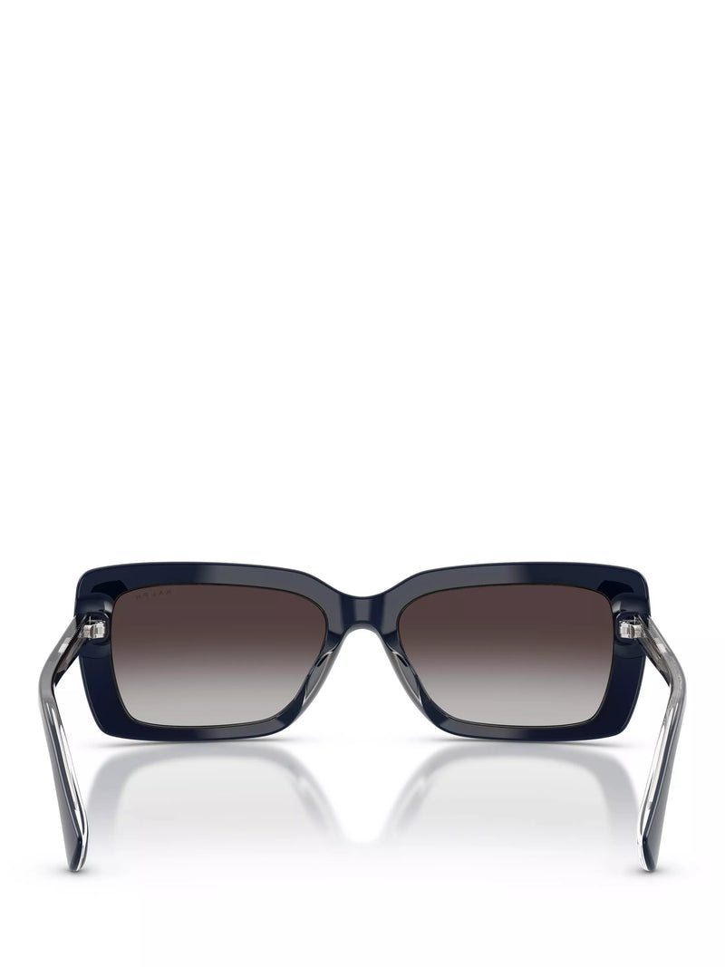 Ralph Lauren rectangular sunglasses with blue frame and brown gradient lenses, UK version