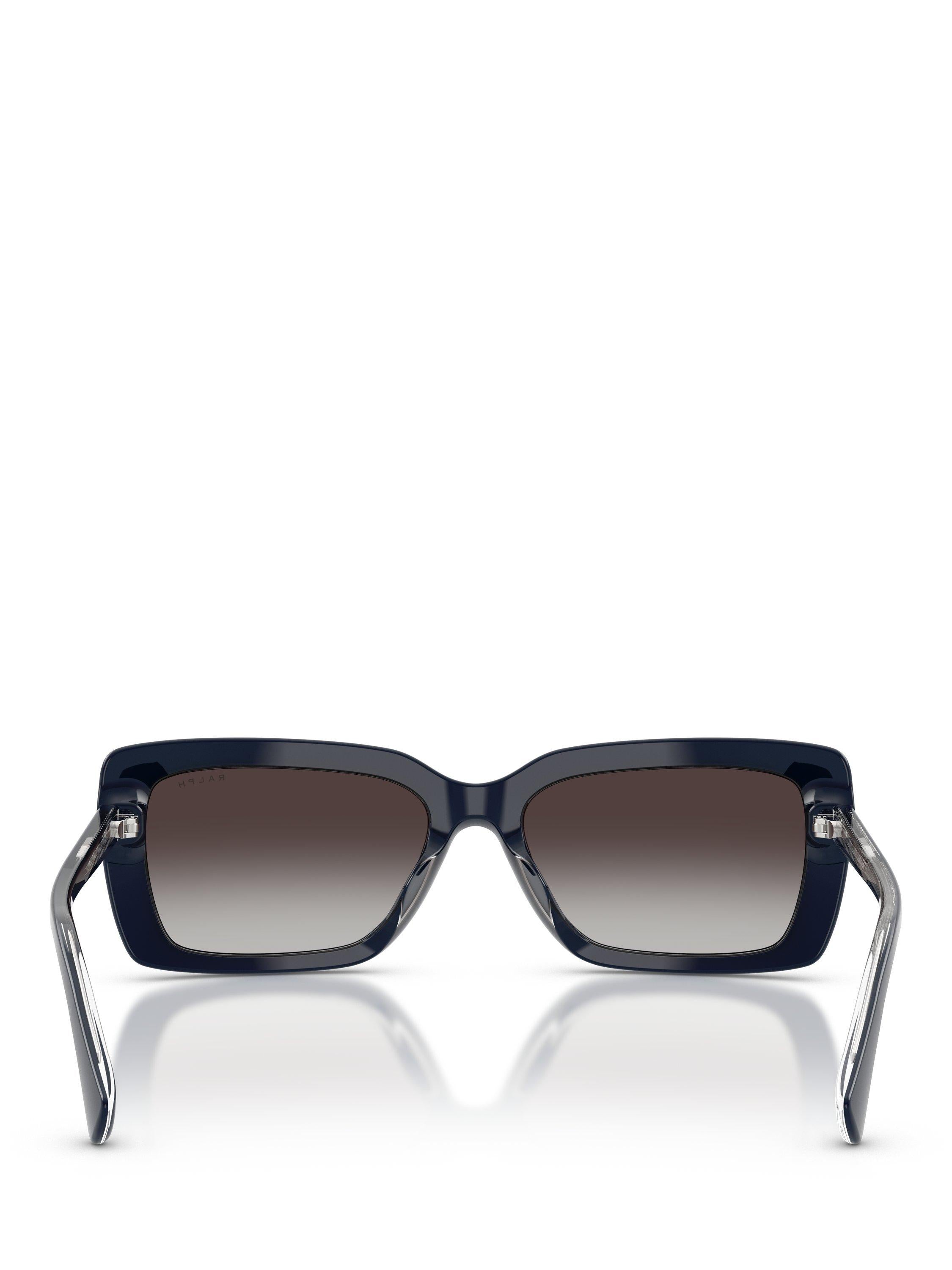 Ralph Lauren rectangular sunglasses with blue frame and brown gradient lenses, UK version