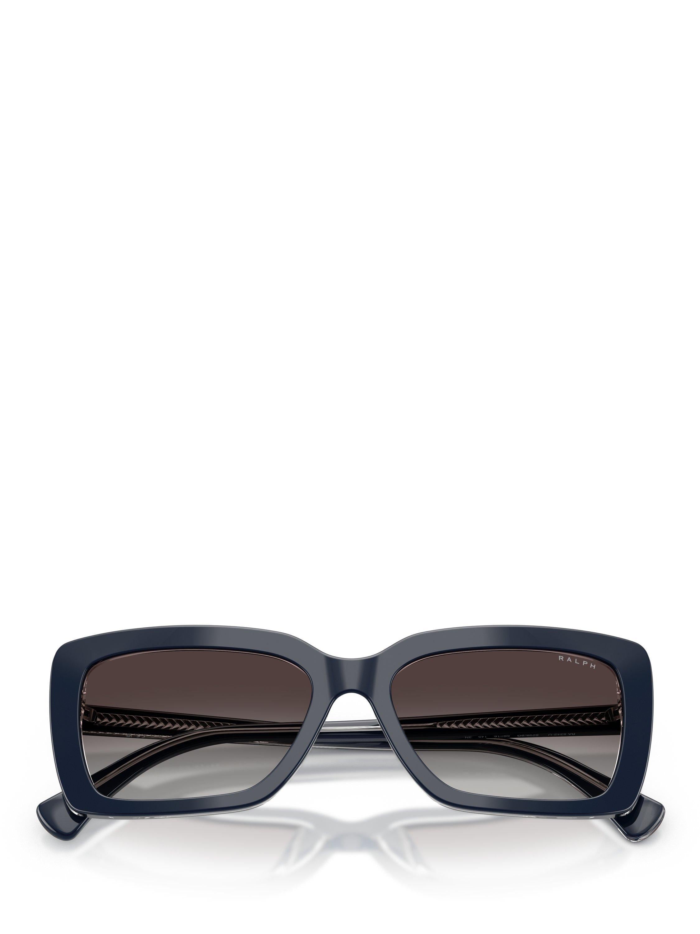 Ralph Lauren rectangular sunglasses with blue frame and brown gradient lenses, UK version