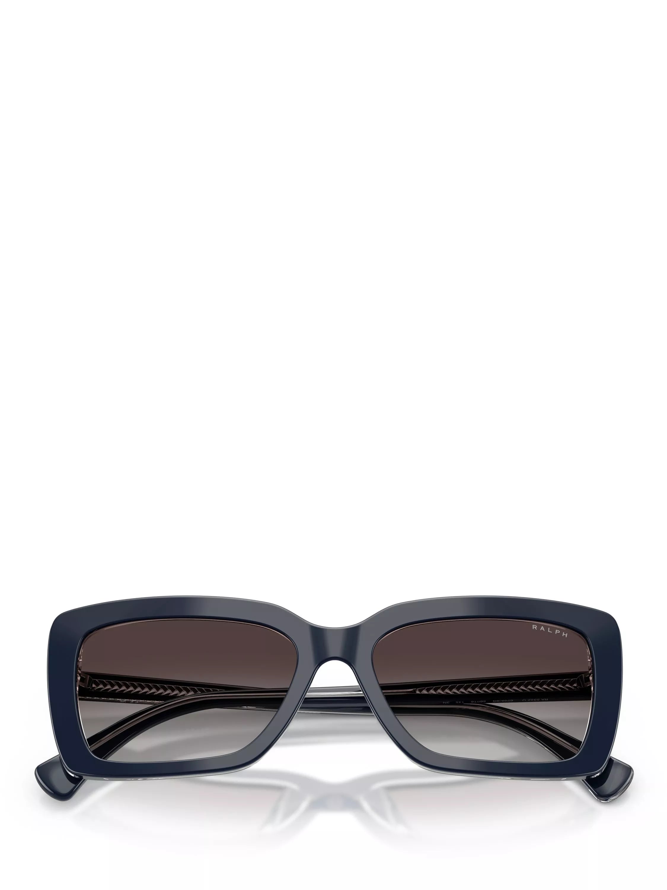 Ralph Lauren rectangular sunglasses with blue frame and brown gradient lenses, UK version