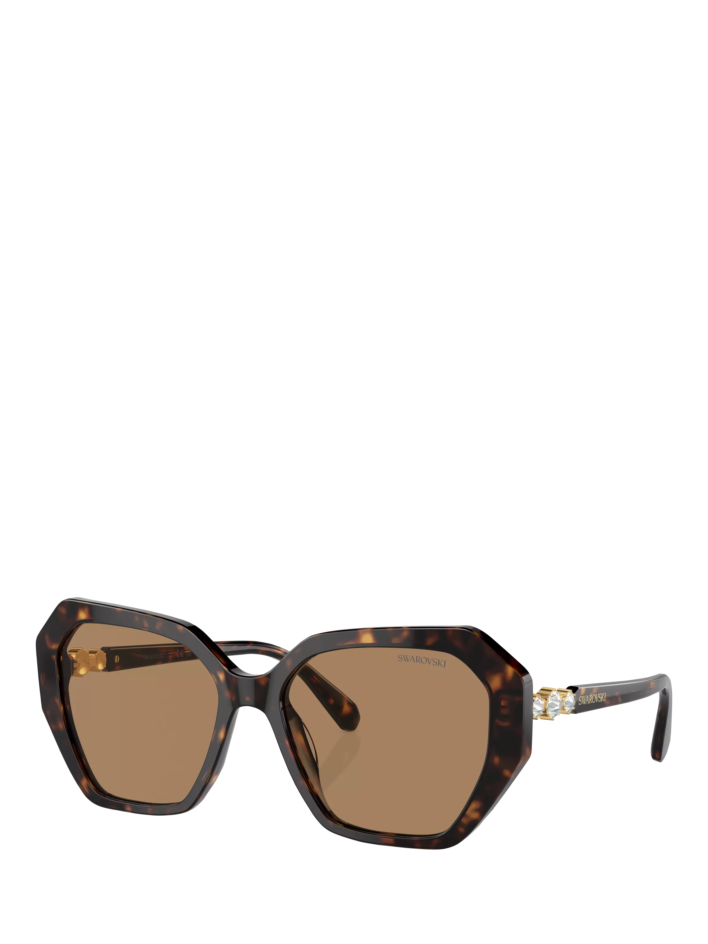 Swarovski women's irregular sunglasses Dark Havana, imported from the UK