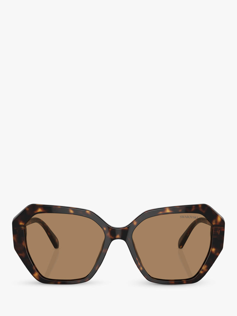 Swarovski women's irregular sunglasses Dark Havana, imported from the UK
