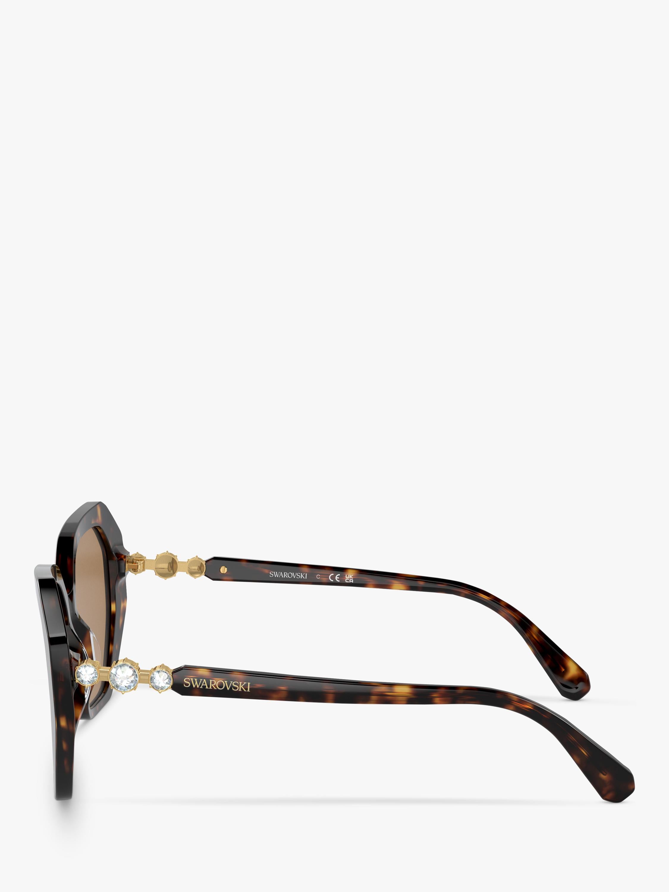 Swarovski women's irregular sunglasses Dark Havana, imported from the UK