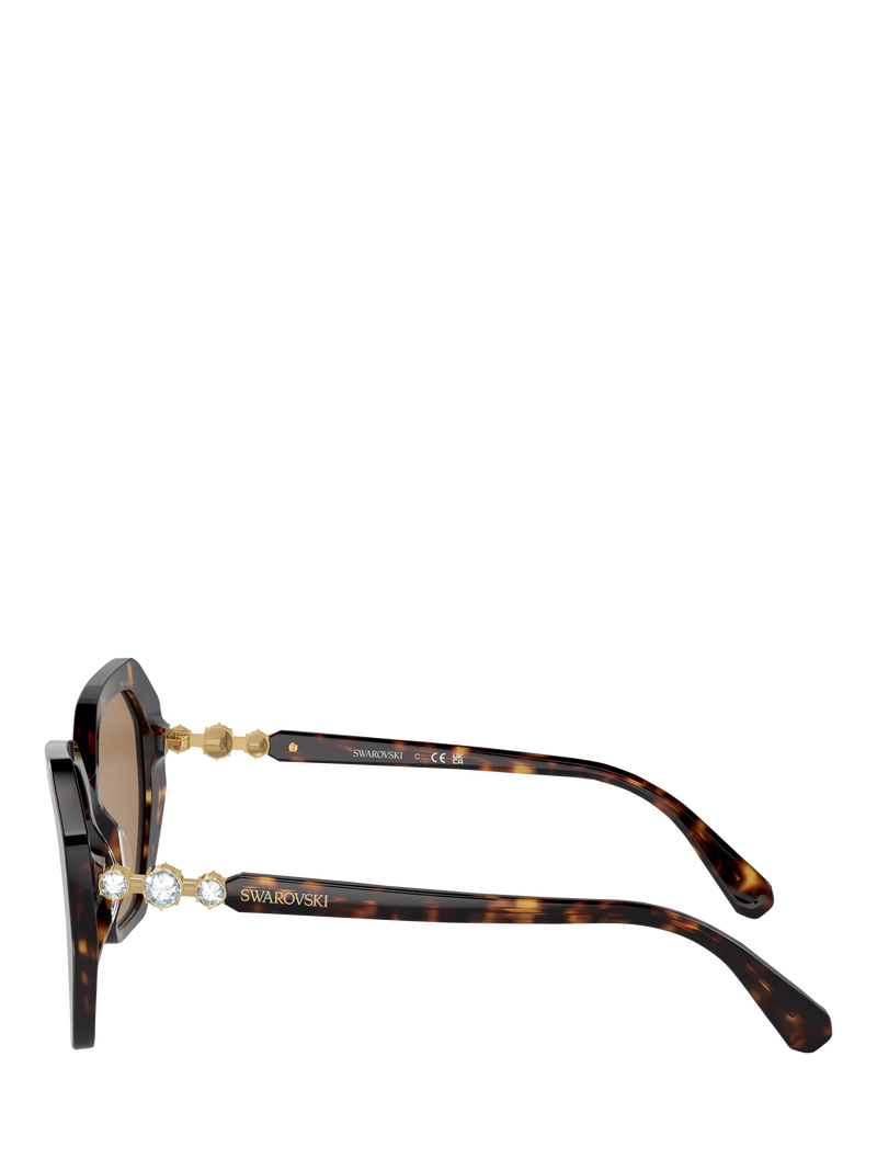 Swarovski women's irregular sunglasses Dark Havana, imported from the UK