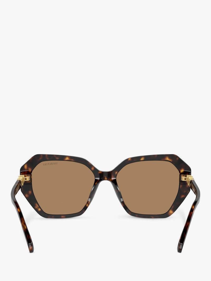 Swarovski women's irregular sunglasses Dark Havana, imported from the UK