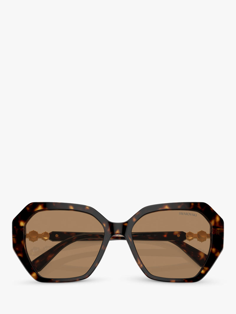 Swarovski women's irregular sunglasses Dark Havana, imported from the UK