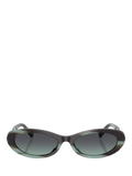 Tiffany & Co oval sunglasses with blue tinted lenses and black frame (British brand)