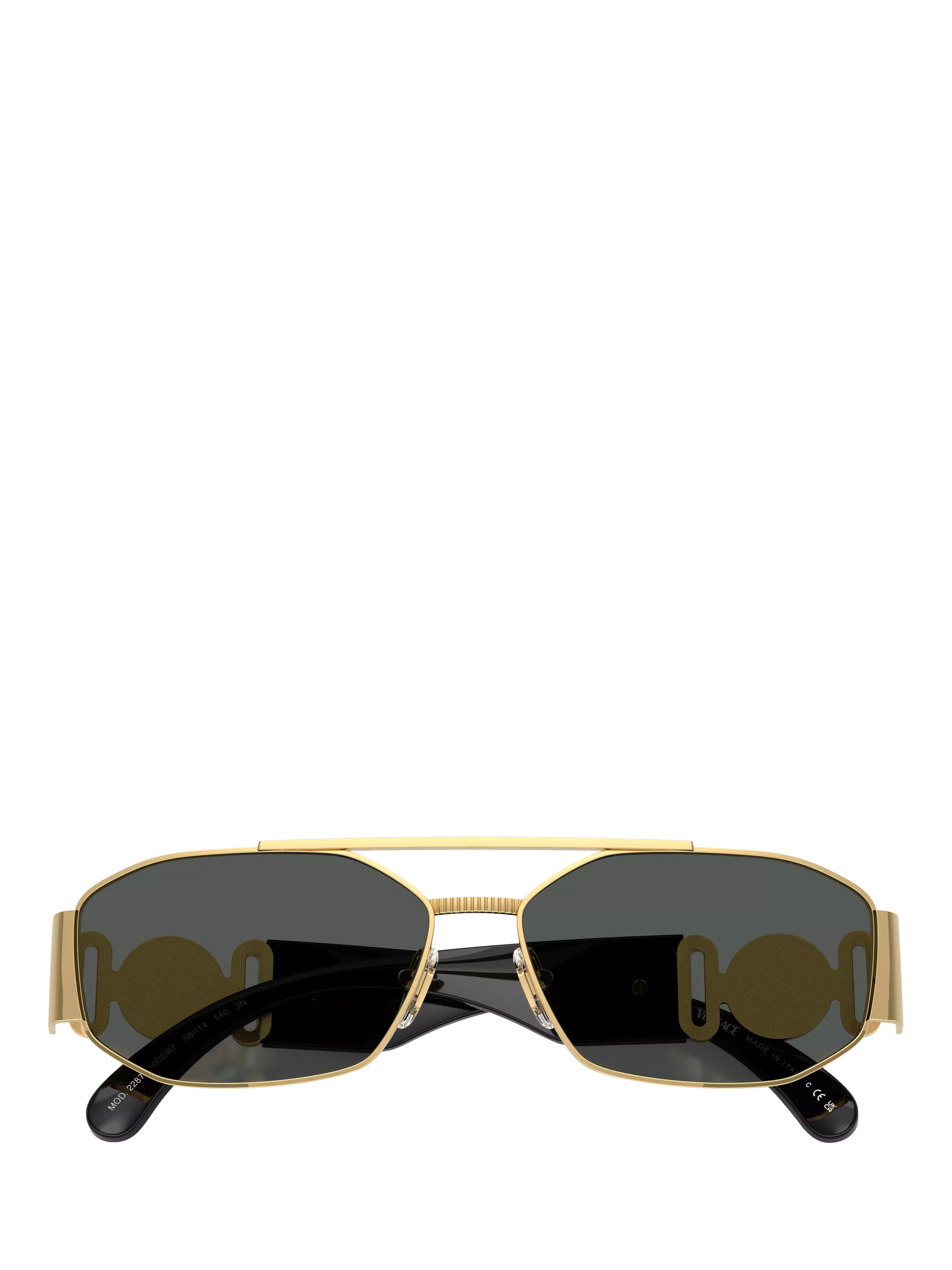 Versace irregular sunglasses gold grey metal frame, UK version