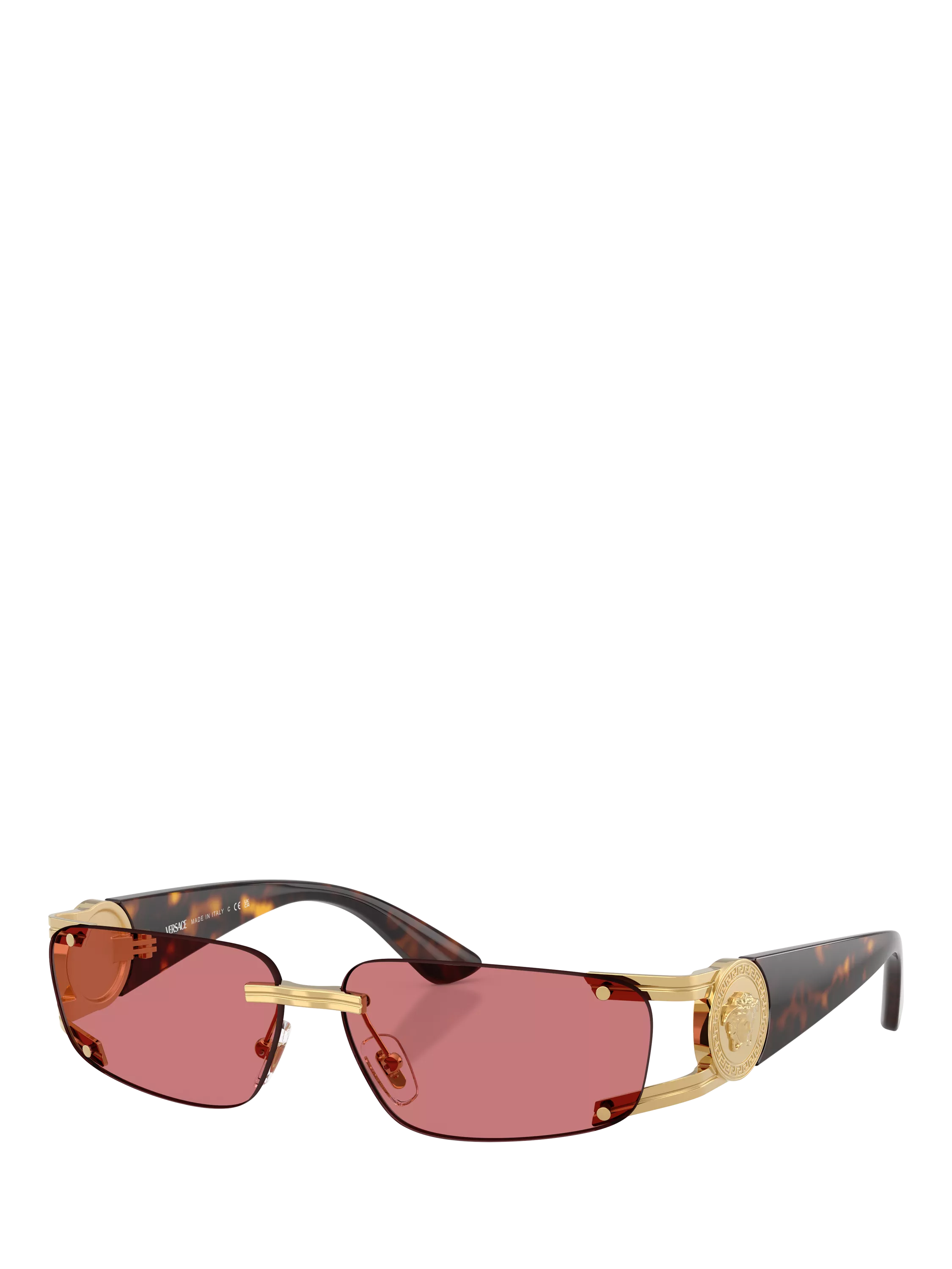 Versace men's rectangular sunglasses gold red frame - British product