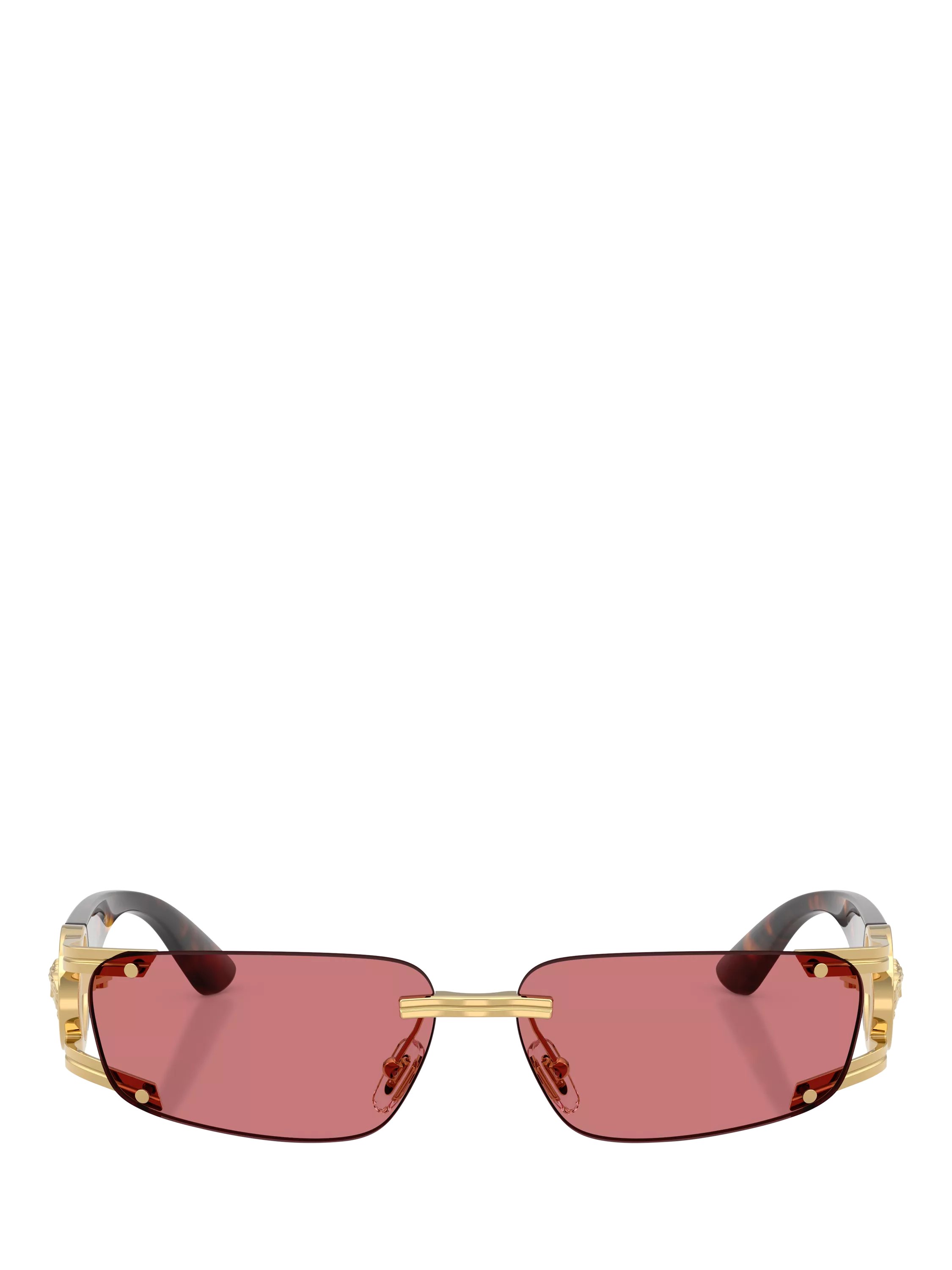 Versace men's rectangular sunglasses gold red frame - British product