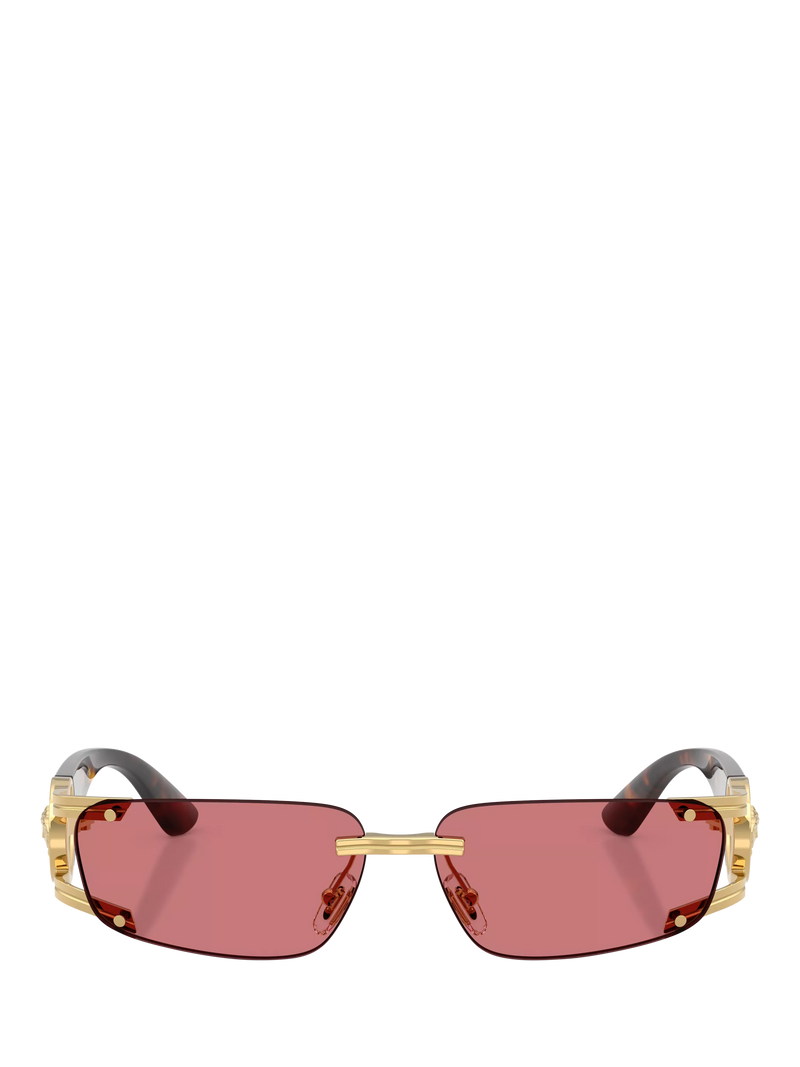 Versace men's rectangular sunglasses gold red frame - British product