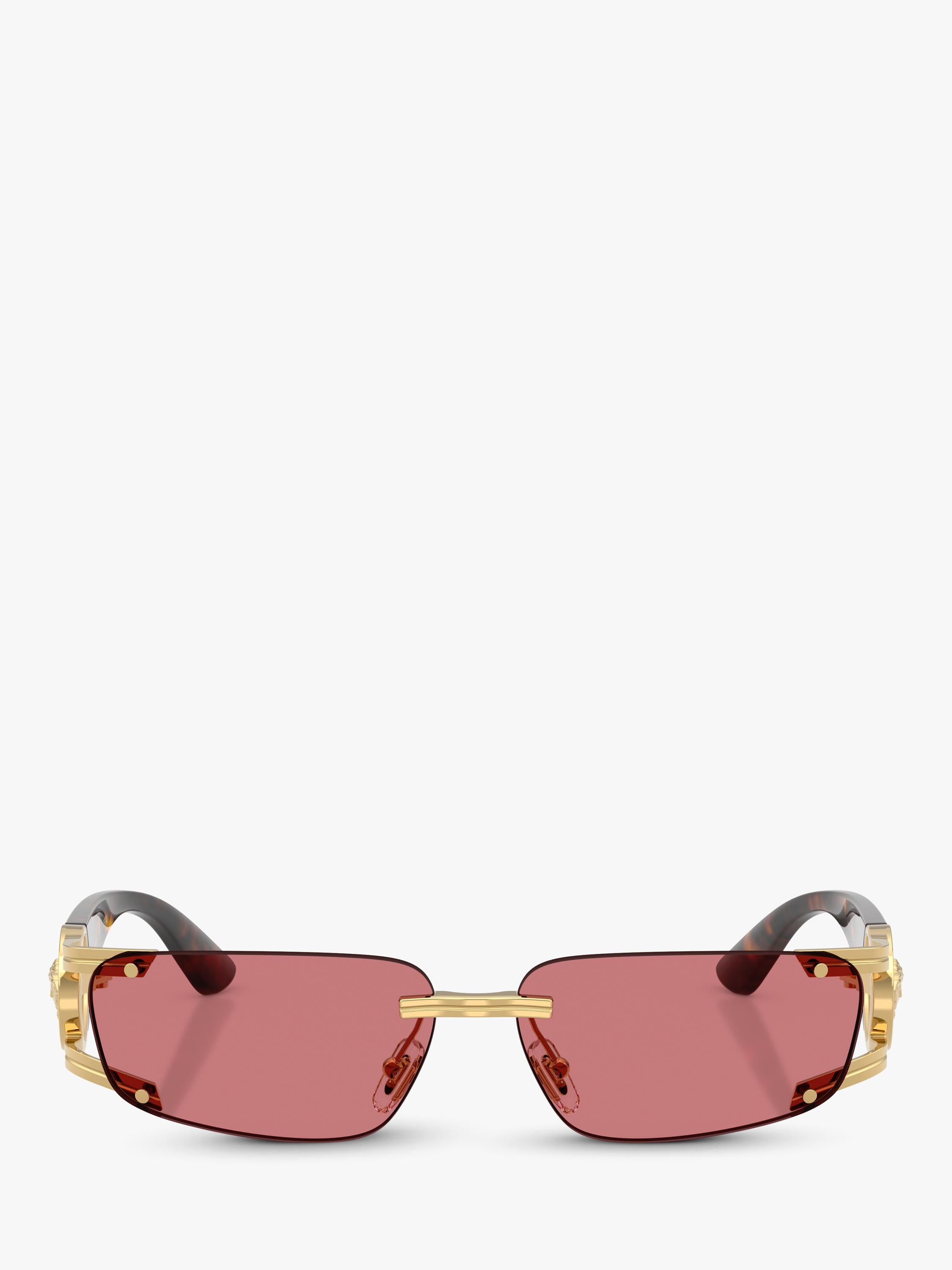 Versace men's rectangular sunglasses gold red frame - British product