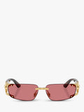 Versace men's rectangular sunglasses gold red frame - British product