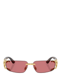 Versace men's rectangular sunglasses gold red frame - British product