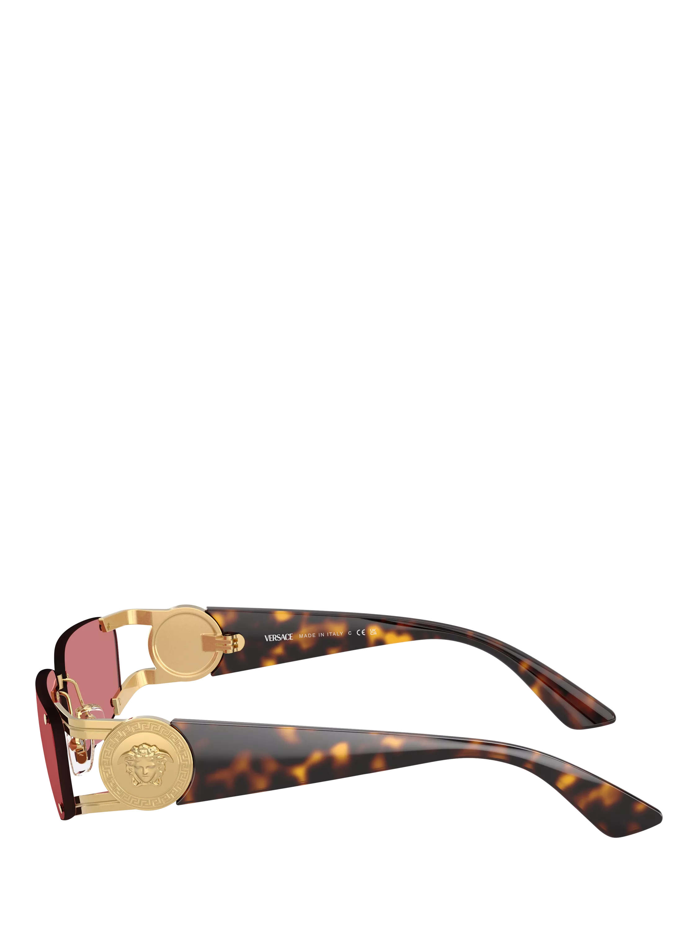 Versace men's rectangular sunglasses gold red frame - British product