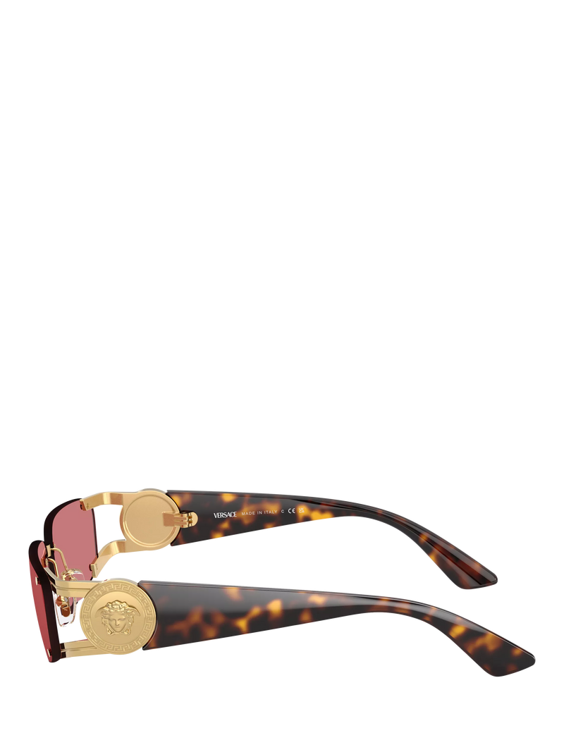 Versace men's rectangular sunglasses gold red frame - British product
