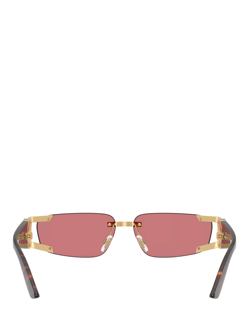 Versace men's rectangular sunglasses gold red frame - British product
