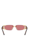 Versace men's rectangular sunglasses gold red frame - British product