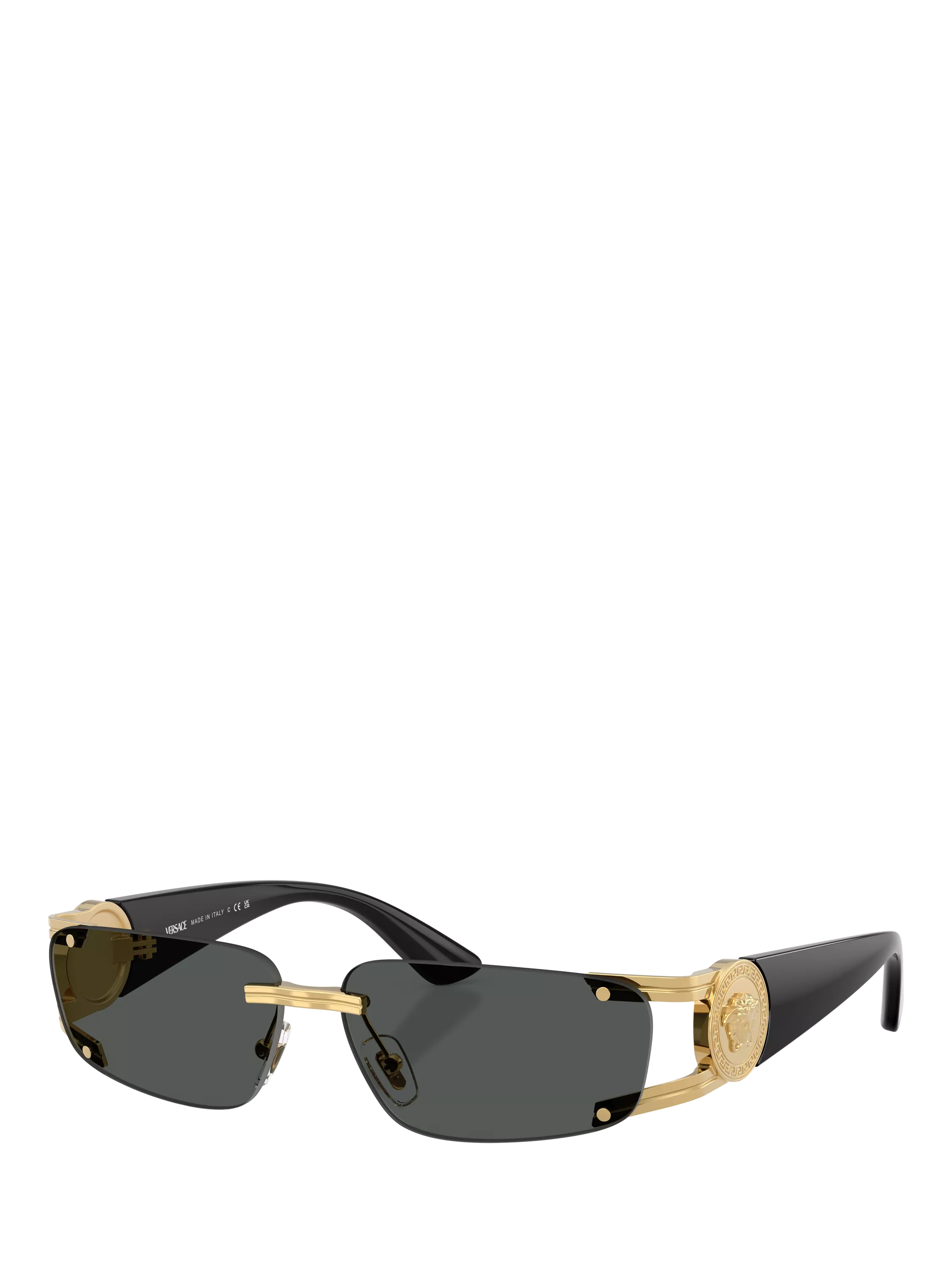 Versace men's rectangular sunglasses gold grey, UK version