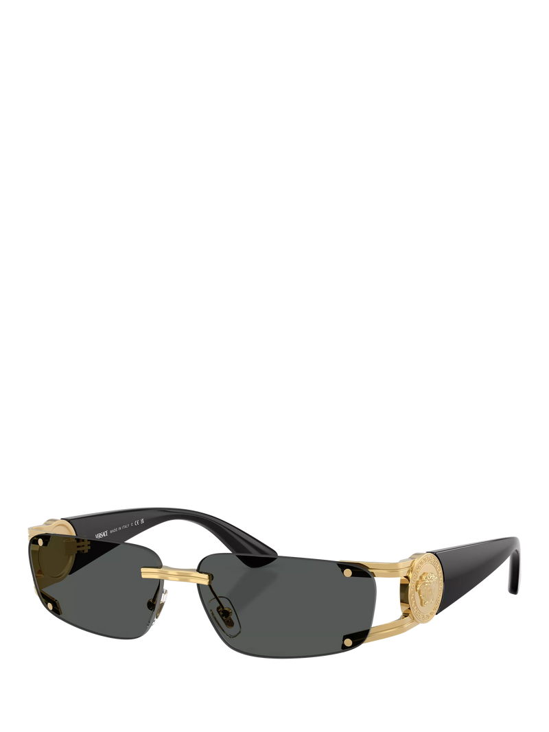 Versace men's rectangular sunglasses gold grey, UK version