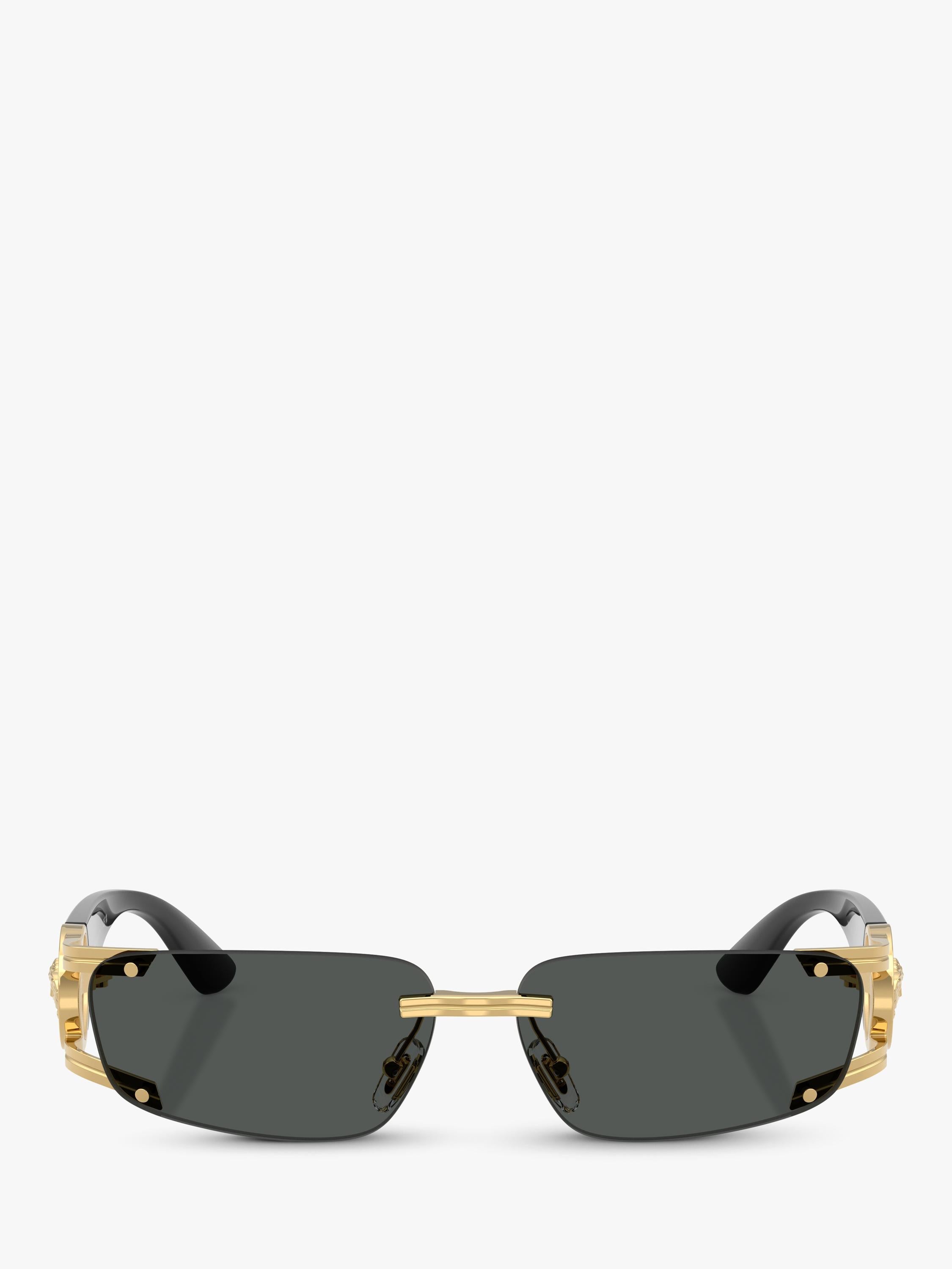 Versace men's rectangular sunglasses gold grey, UK version