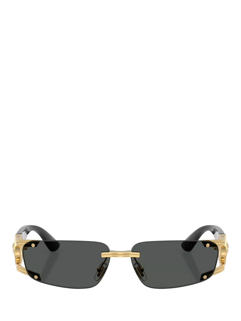 Versace men's rectangular sunglasses gold grey, UK version