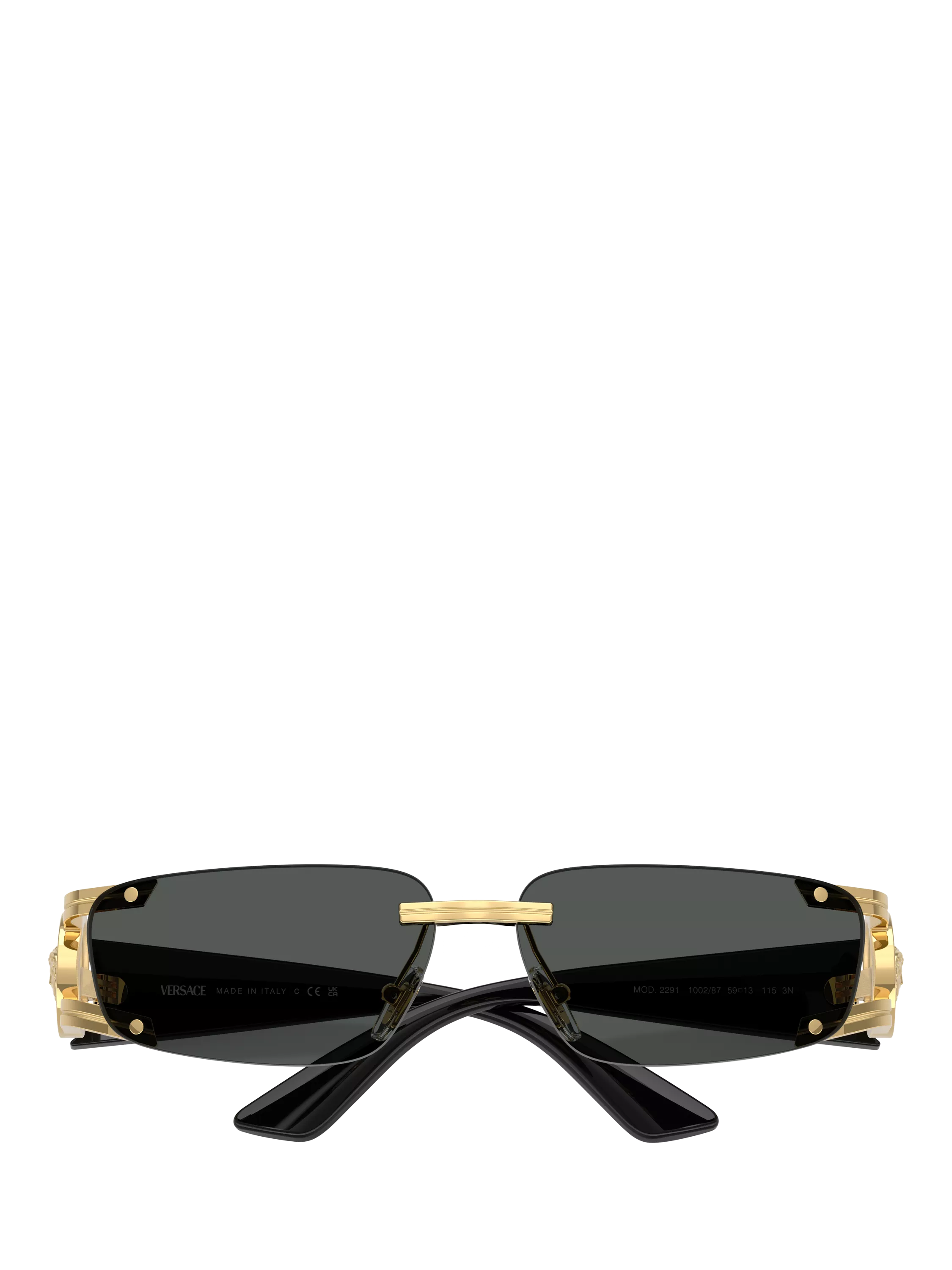 Versace men's rectangular sunglasses gold grey, UK version