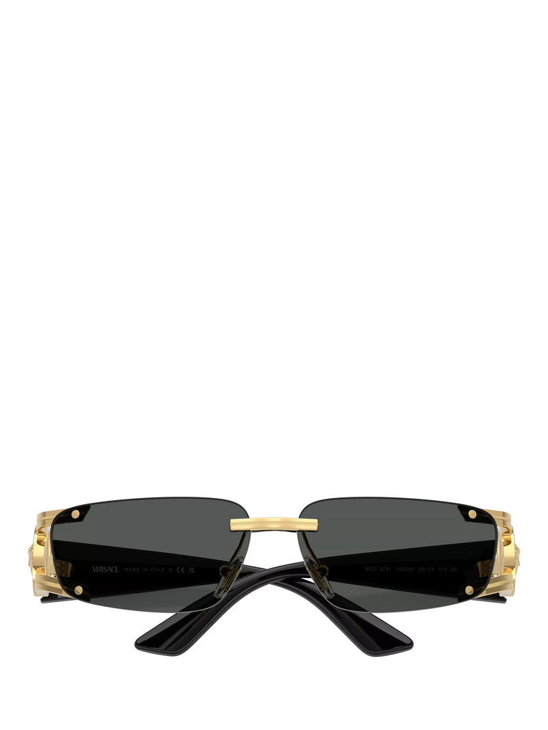 Versace men's rectangular sunglasses gold grey, UK version