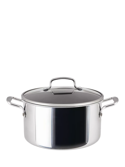 John Lewis Circulon ScratchDefense Clad Stainless Steel Non-Stick Stockpot with Lid, 26cm- Buy online at McGrocer