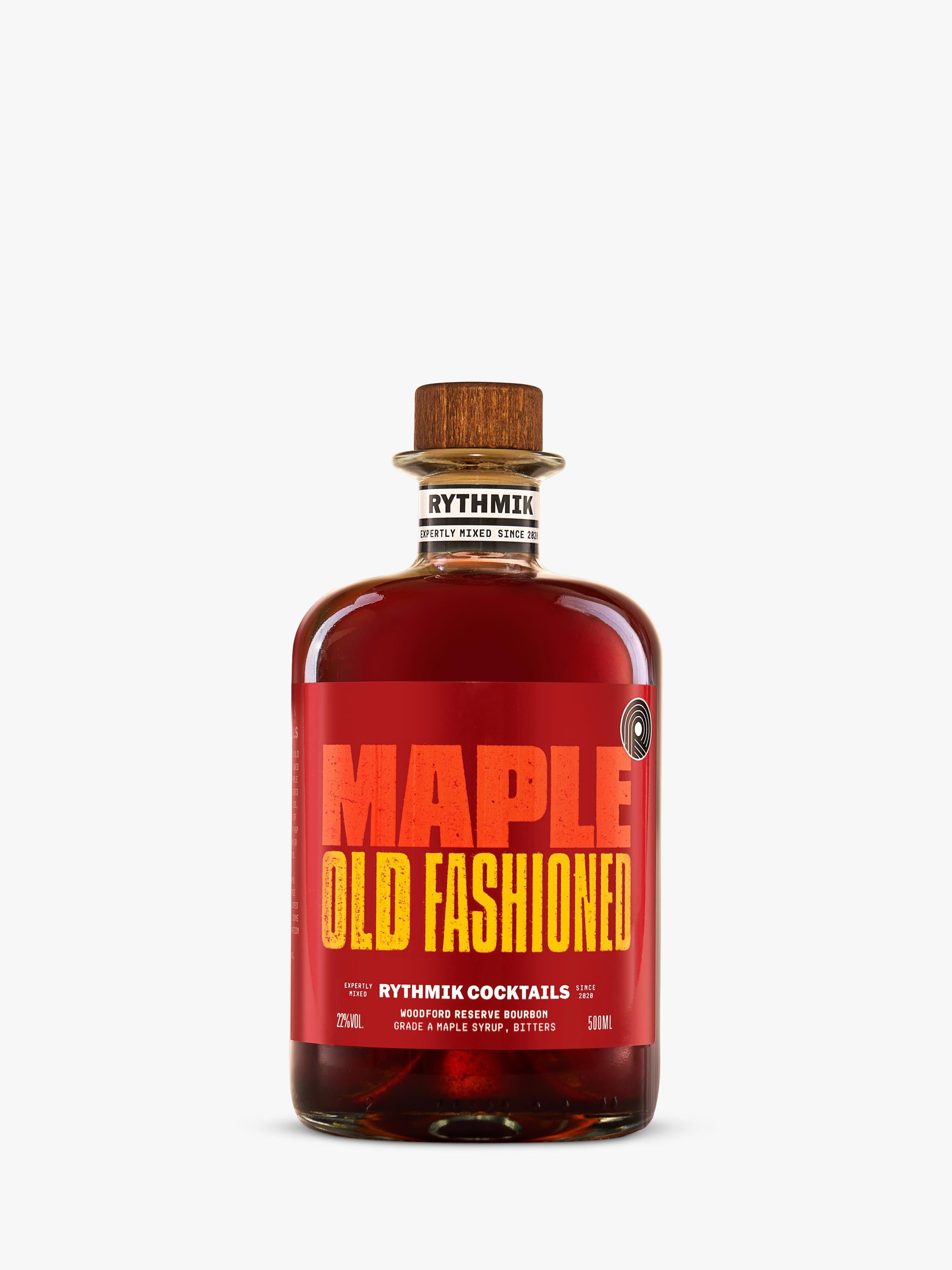 Rythmik Maple Old Fashioned cocktail mixer 50cl, imported from the UK