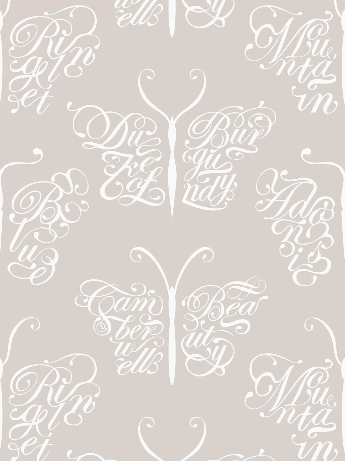 Mini Moderns Camberwell Beauty wallpaper in stone, imported from the UK