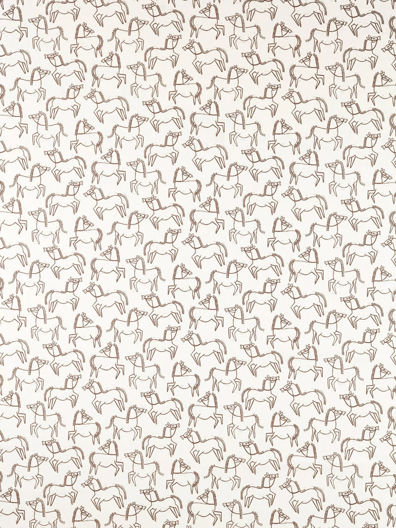 Scion Canter furnishing fabric with horse pattern, UK version