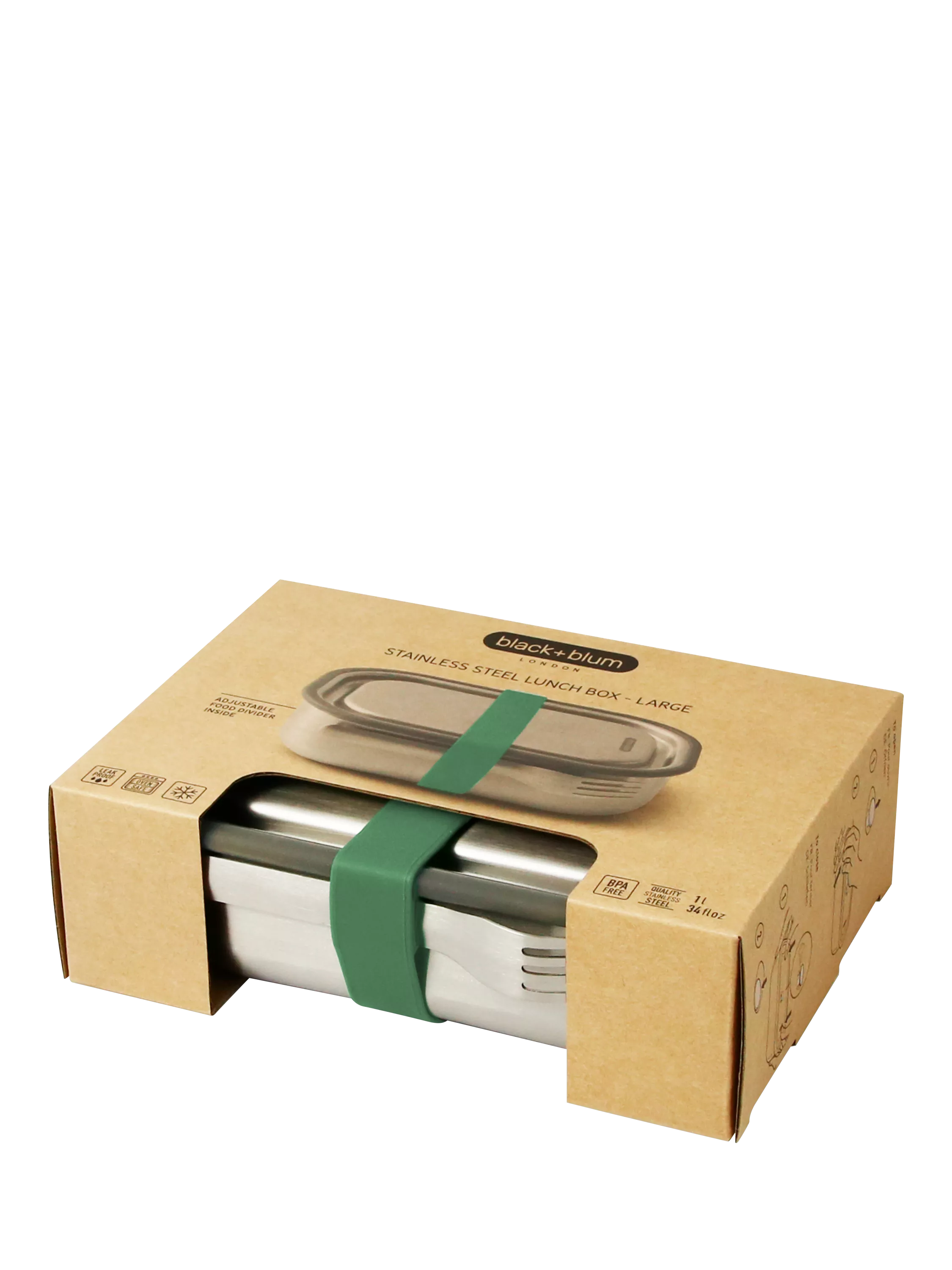 black+blum large stainless steel lunch box 1L olive - British product