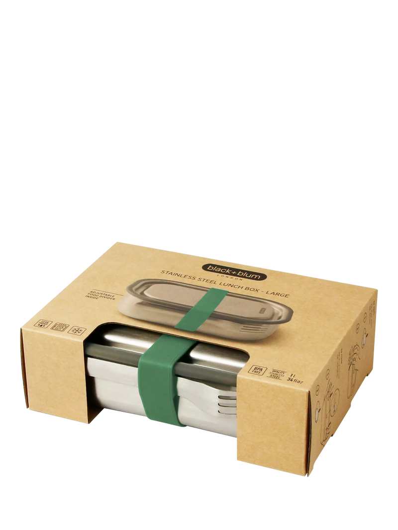 black+blum large stainless steel lunch box 1L olive - British product