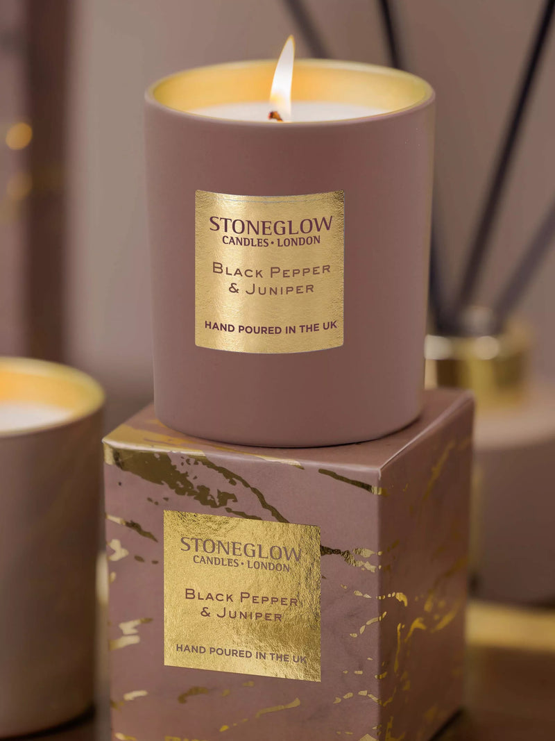 Stoneglow black pepper juniper scented candle 220g - British product