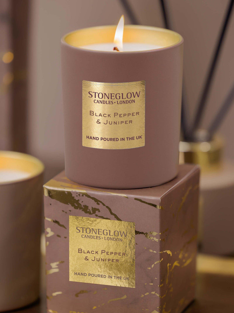 Stoneglow black pepper juniper scented candle 220g - British product