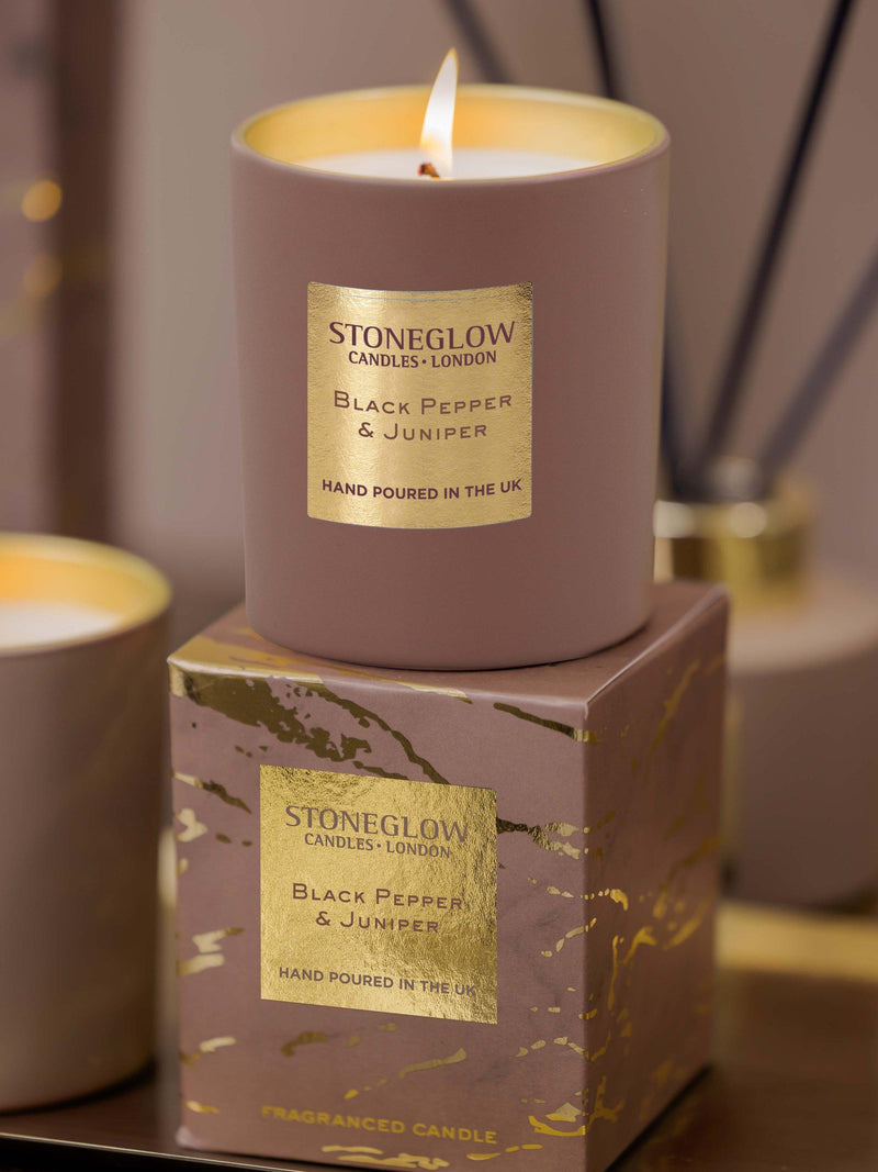 Stoneglow black pepper juniper scented candle 220g - British product
