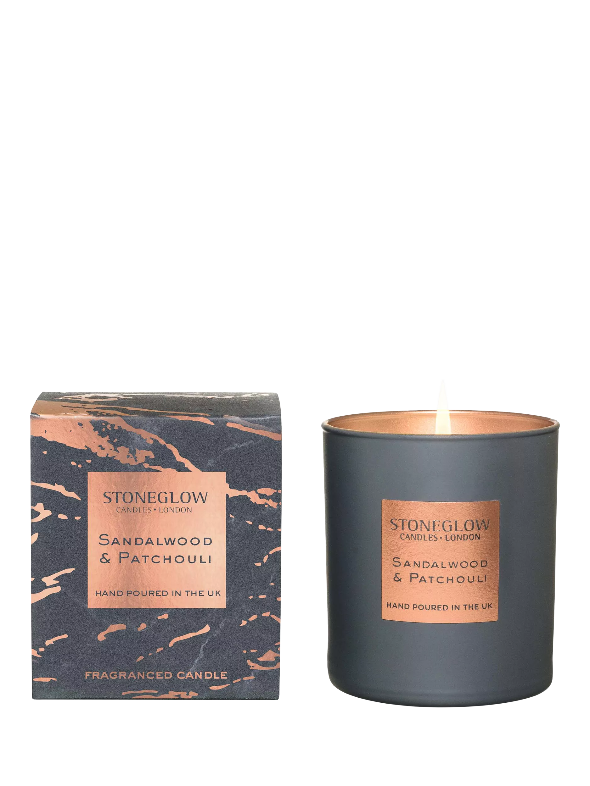 Stoneglow Luna Sandalwood & Patchouli scented candle 220g, imported from the UK