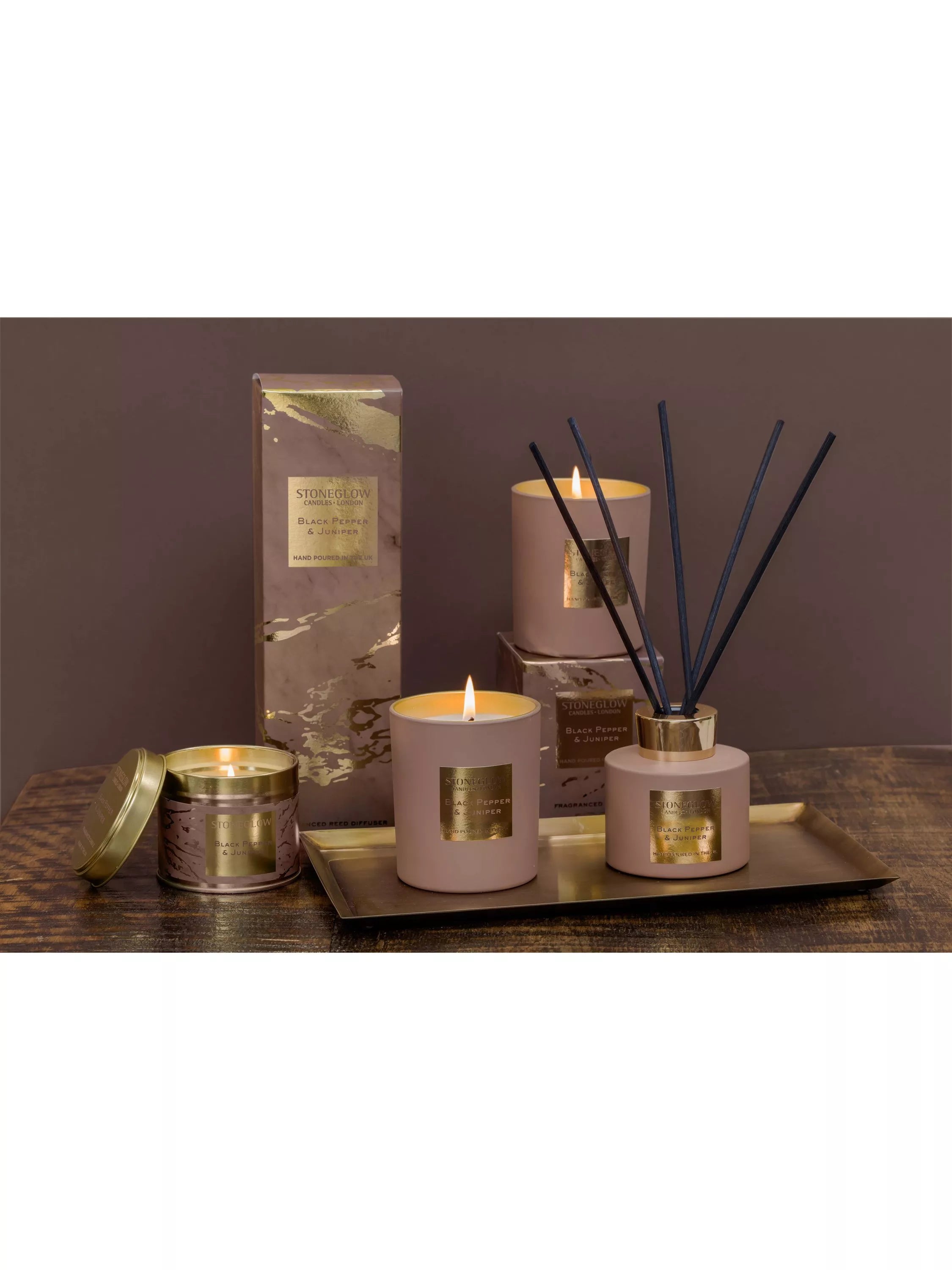 Stoneglow Black Pepper & Juniper reed diffuser 120ml, UK version