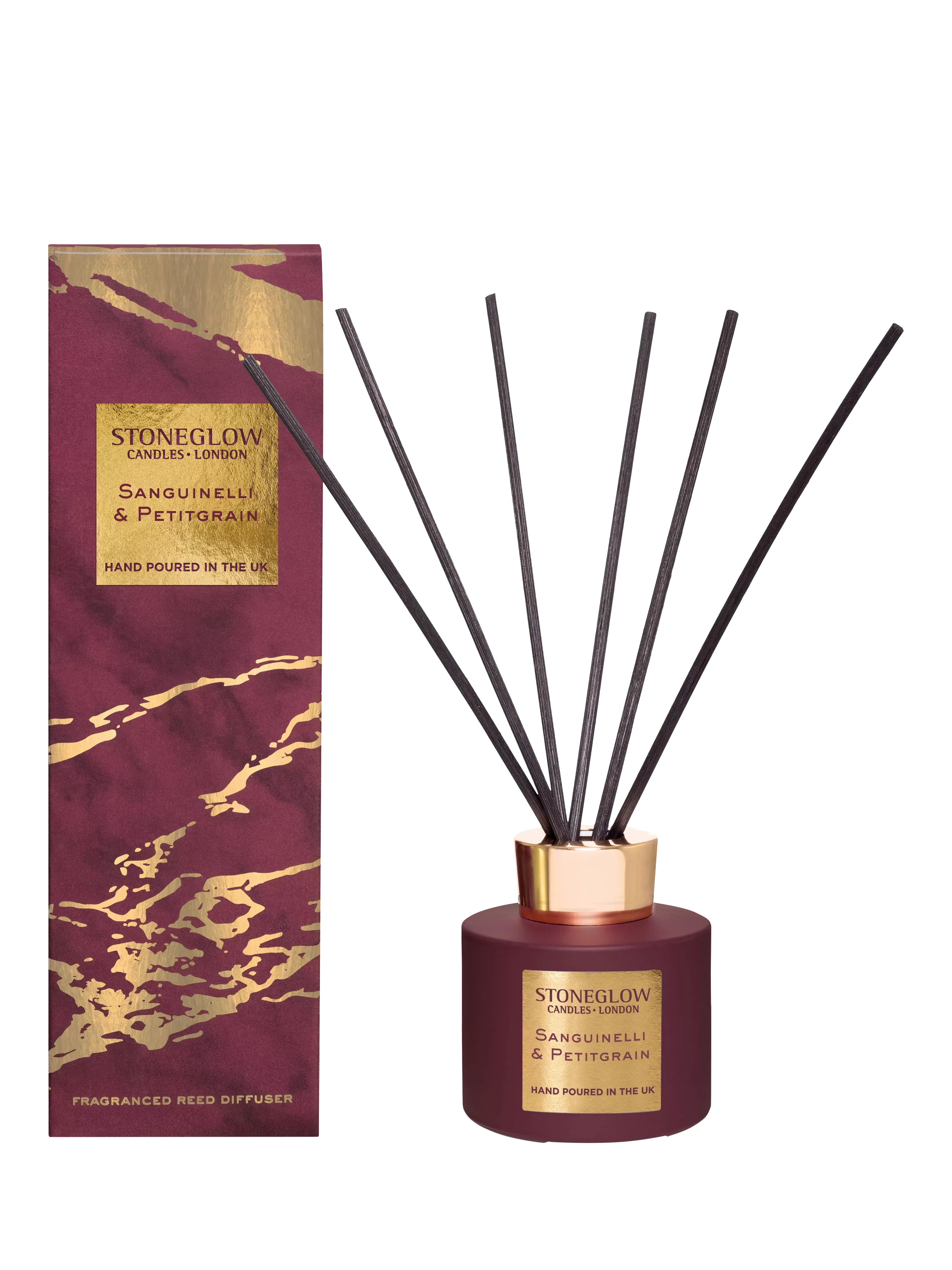 Stoneglow Sanguinelli & Petitgrain reed diffuser 120ml (British brand)