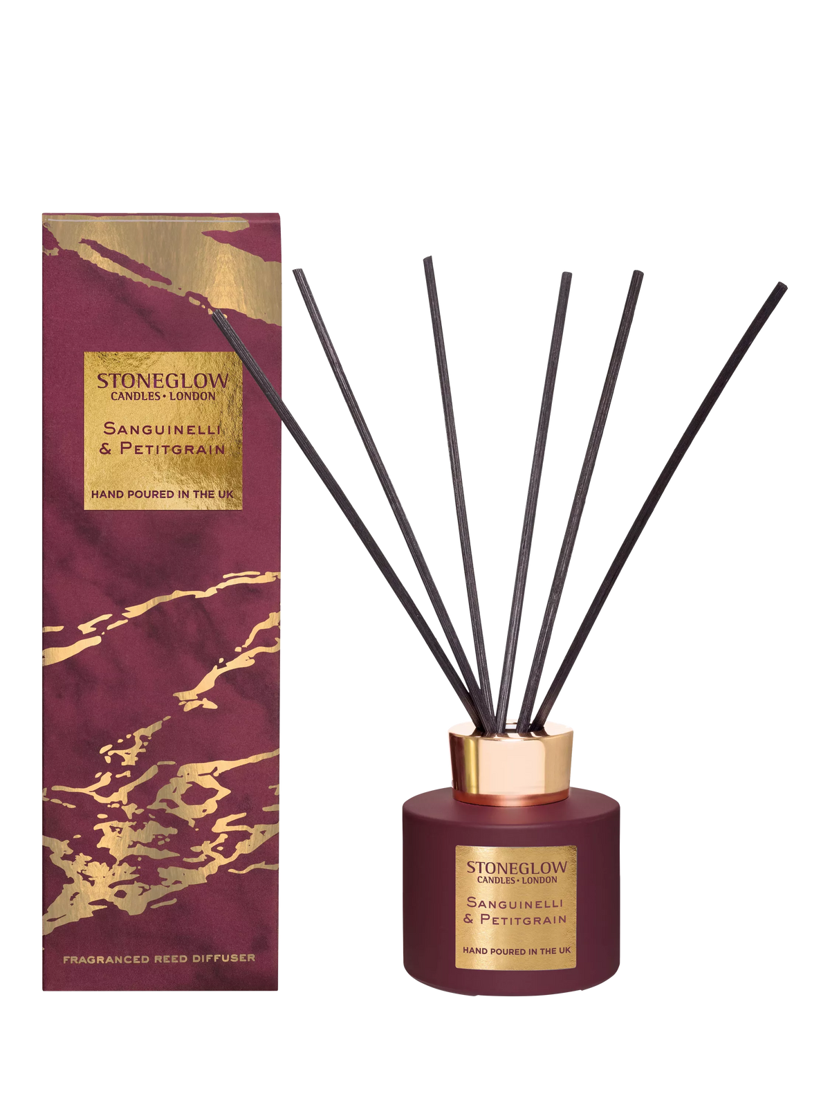 Stoneglow Sanguinelli & Petitgrain reed diffuser 120ml (British brand)