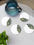 Culinary Concepts white marble mother of pearl coasters, imported from the UK