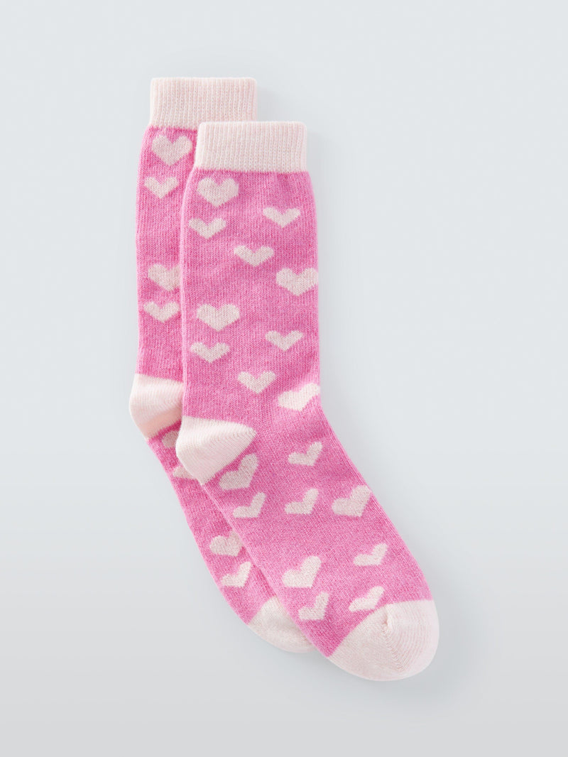 John Lewis heart wool blend crew socks one size, UK version