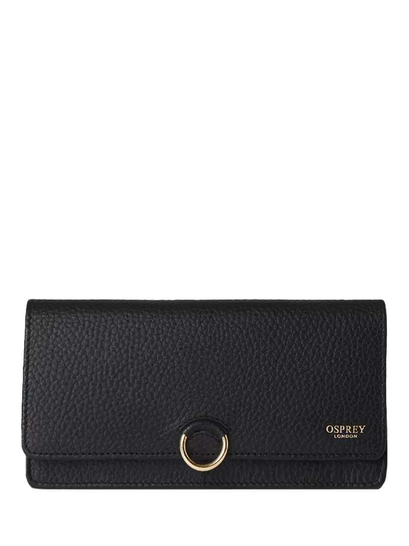 Osprey London Harper leather matinee purse in black (British brand)