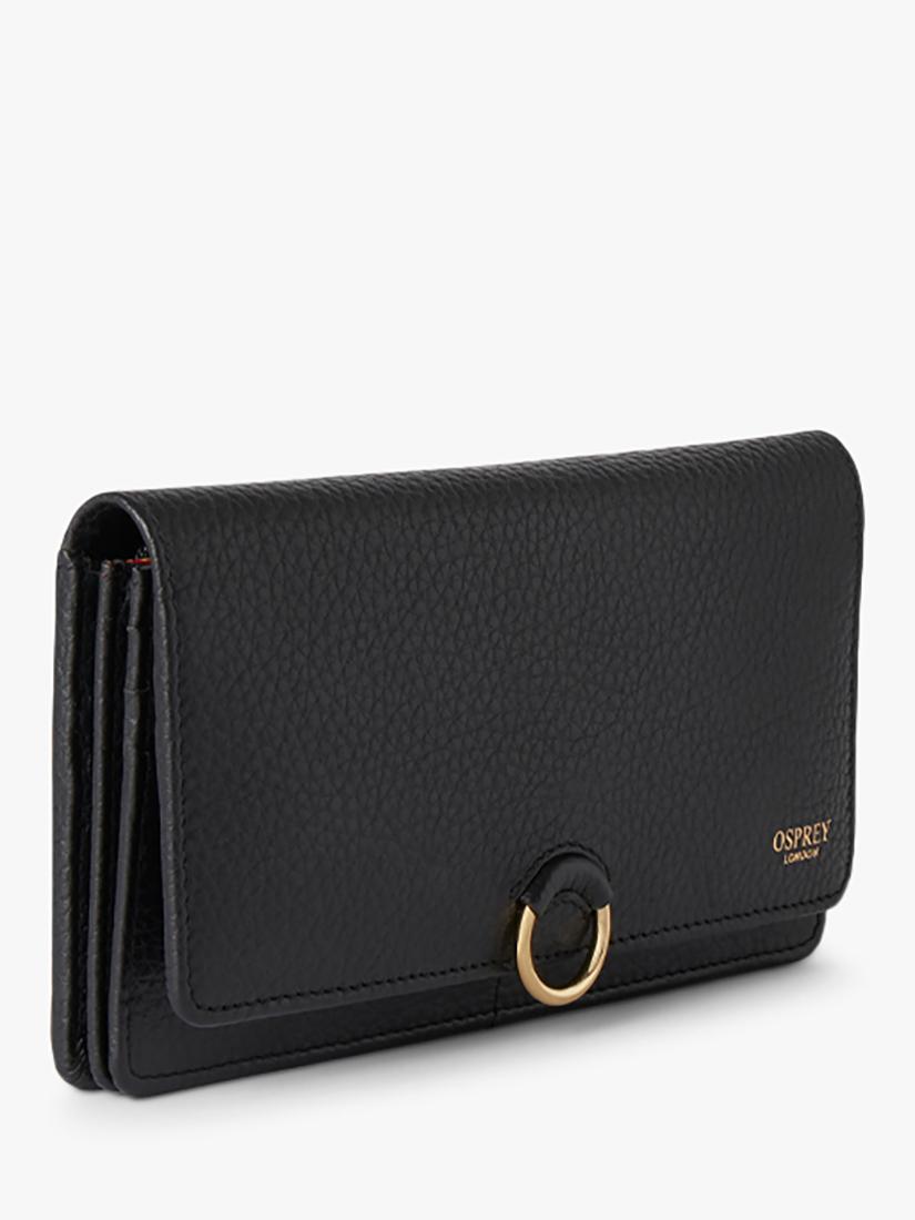 Osprey London Harper leather matinee purse in black (British brand)