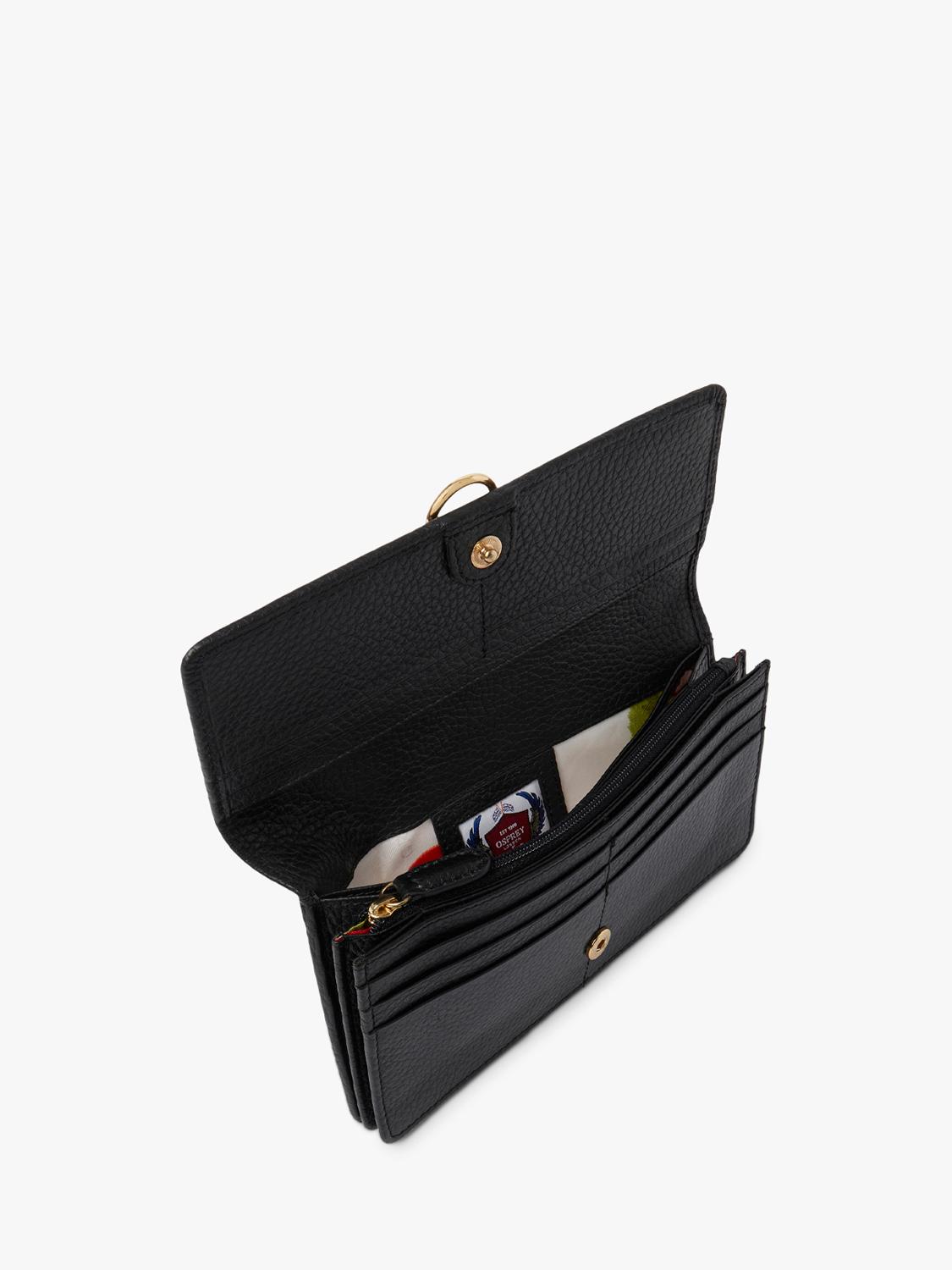 Osprey London Harper leather matinee purse in black (British brand)